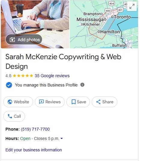 image of Sarah McKenzie Copywriting & Web Design google business profile